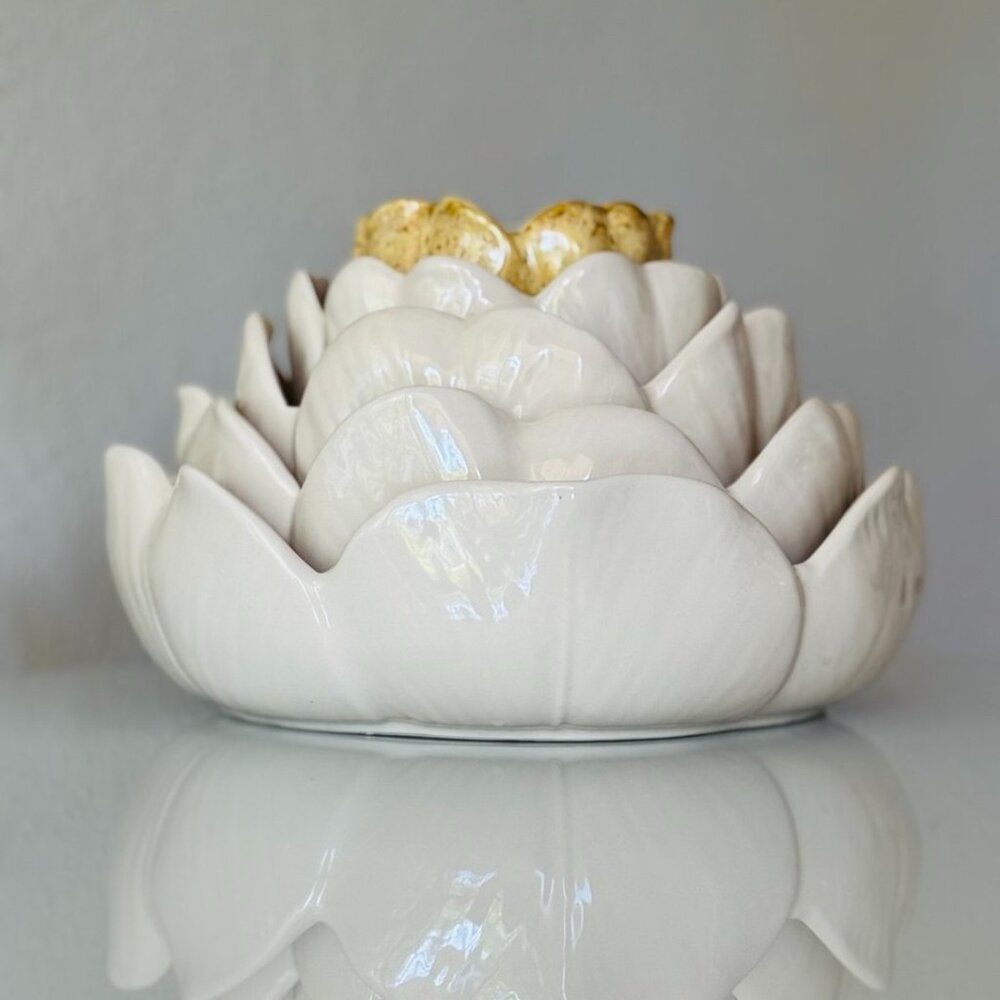 Set of 5 Ceramic “Lotus Flower” Bowls by Biltmore Inspirations
